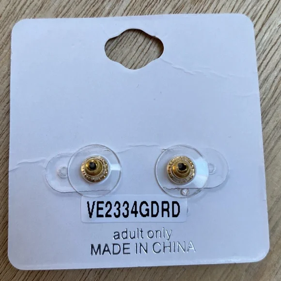 🎉HP🎉 No. 3 Stud Sparkle Druzy Earrings 💗 Red & Gold - Picture 9 of 9